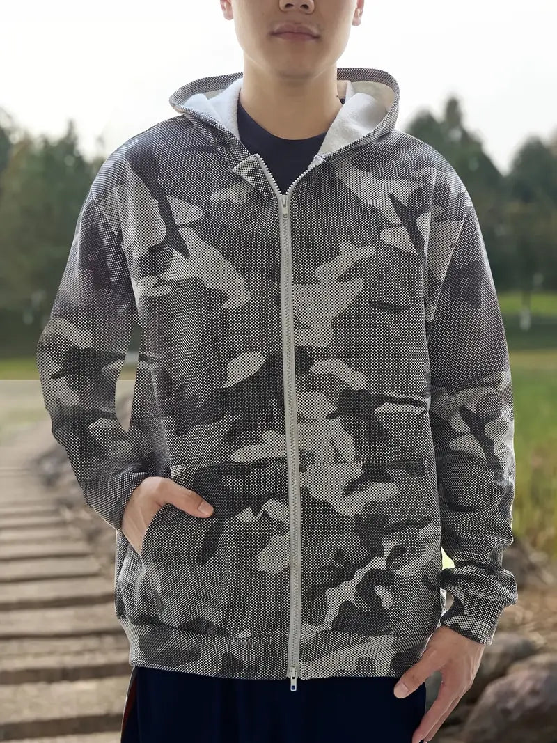 Męska zimowa kurtka outdoorowa - styl militarny, wiatroszczelna, polarowa