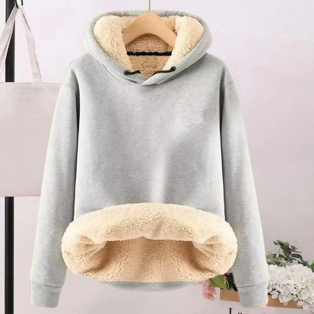 Jenifo - Damska bluza polarowa z kapturem sherpa