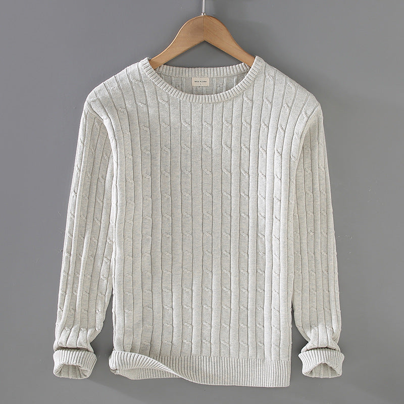 Męski Gruby Sweter z Splotem Slim Fit Idealny na Zimę