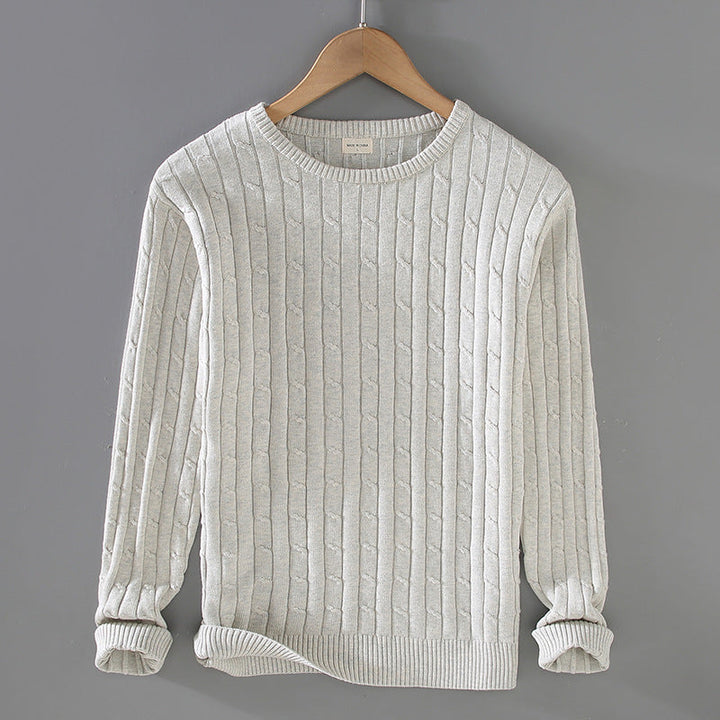 Męski Gruby Sweter z Splotem Slim Fit Idealny na Zimę