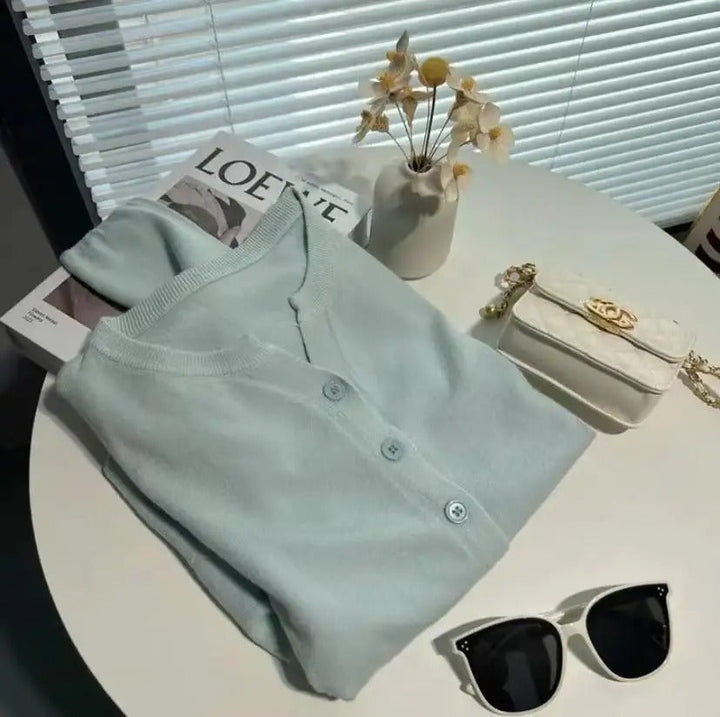 Indigo Damski Krótki Sweter Kaszmirowy | Dopasowany Krój & Nowoczesny Wygląd